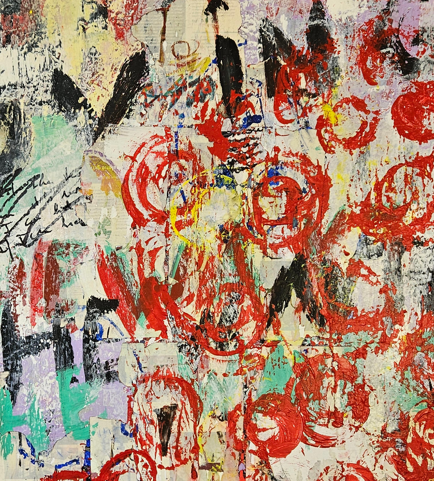 Loving Street Art, acrylic painting and collage on canvas, 100x100cm - Image 3