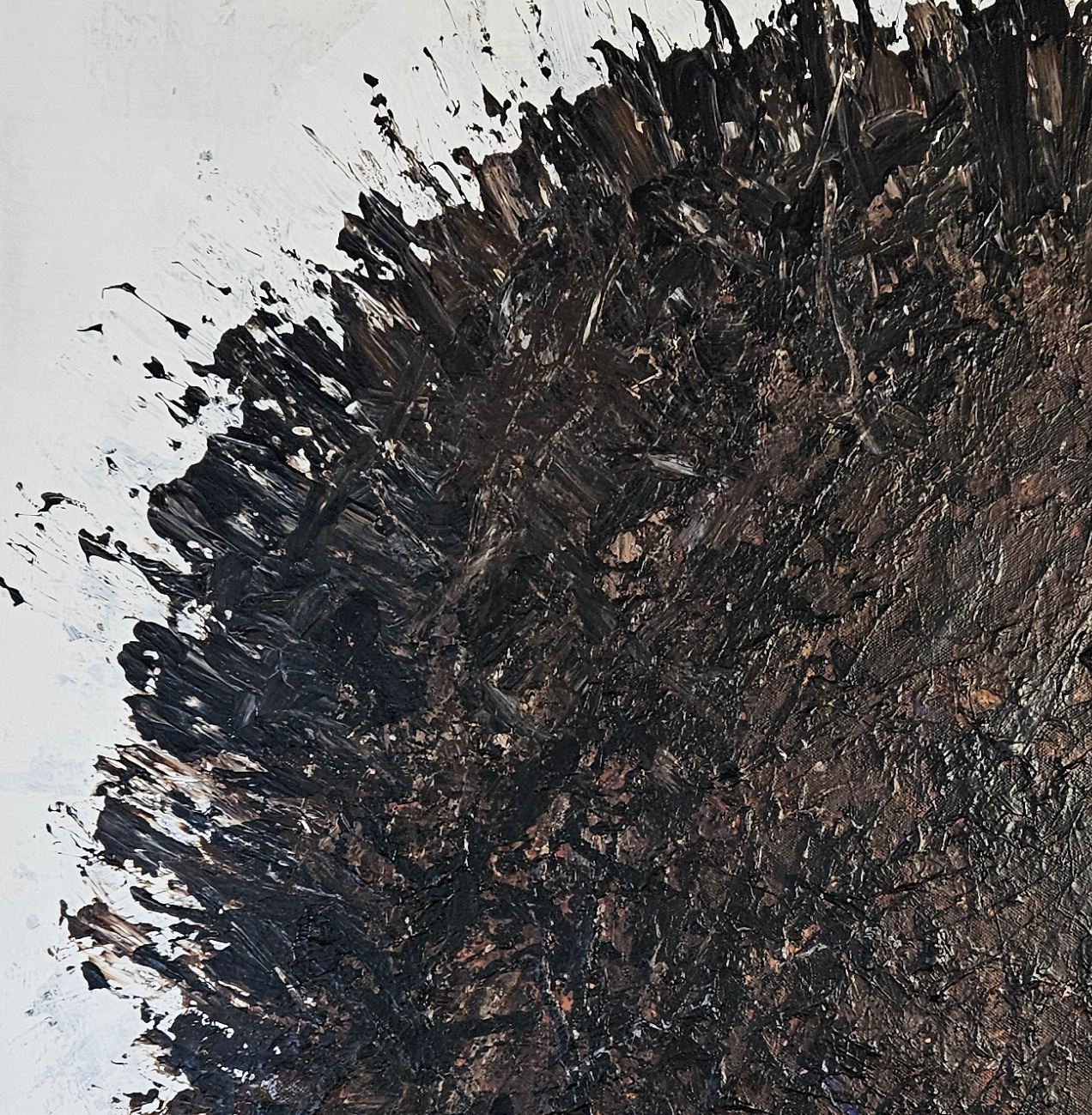 Abstract black Big Bang on white background, acrylic on canvas, 100x100cm - Image 3