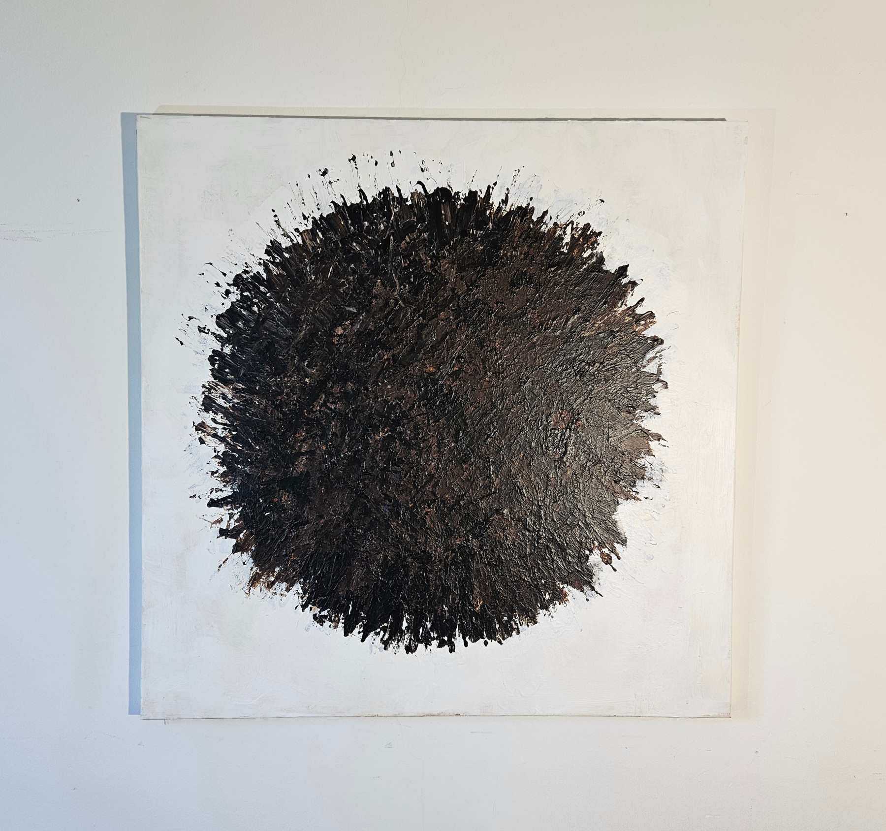 Abstract black Big Bang on white background, acrylic on canvas, 100x100cm - Image 2