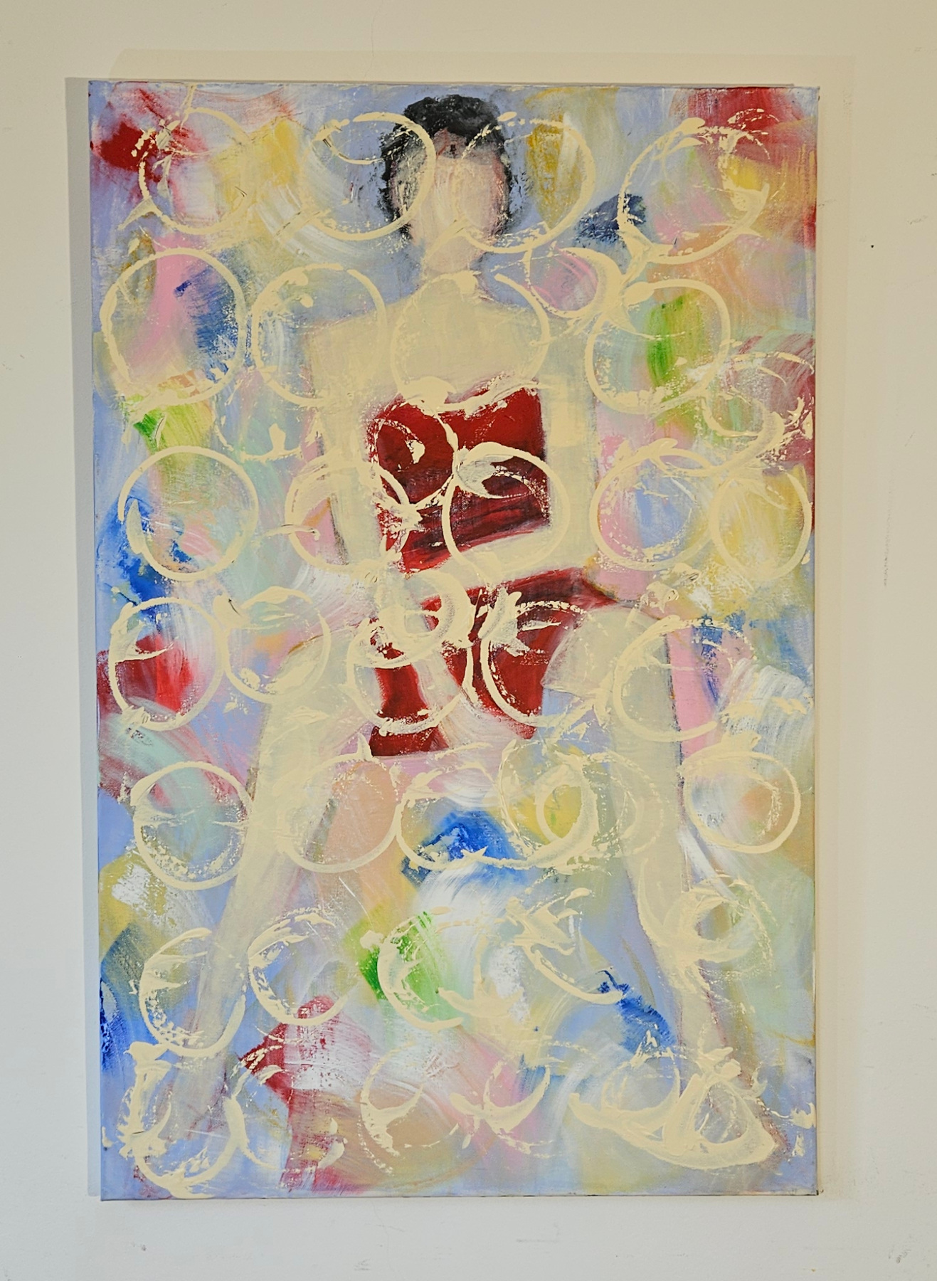 Woman in a red dress, acrylic painting on canvas, 100x65cm. - Image 2