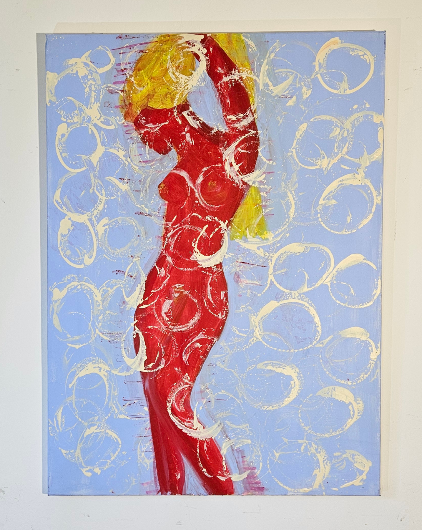 Woman in Red 2: acrylic on canvas, 100x73cm. - Image 2