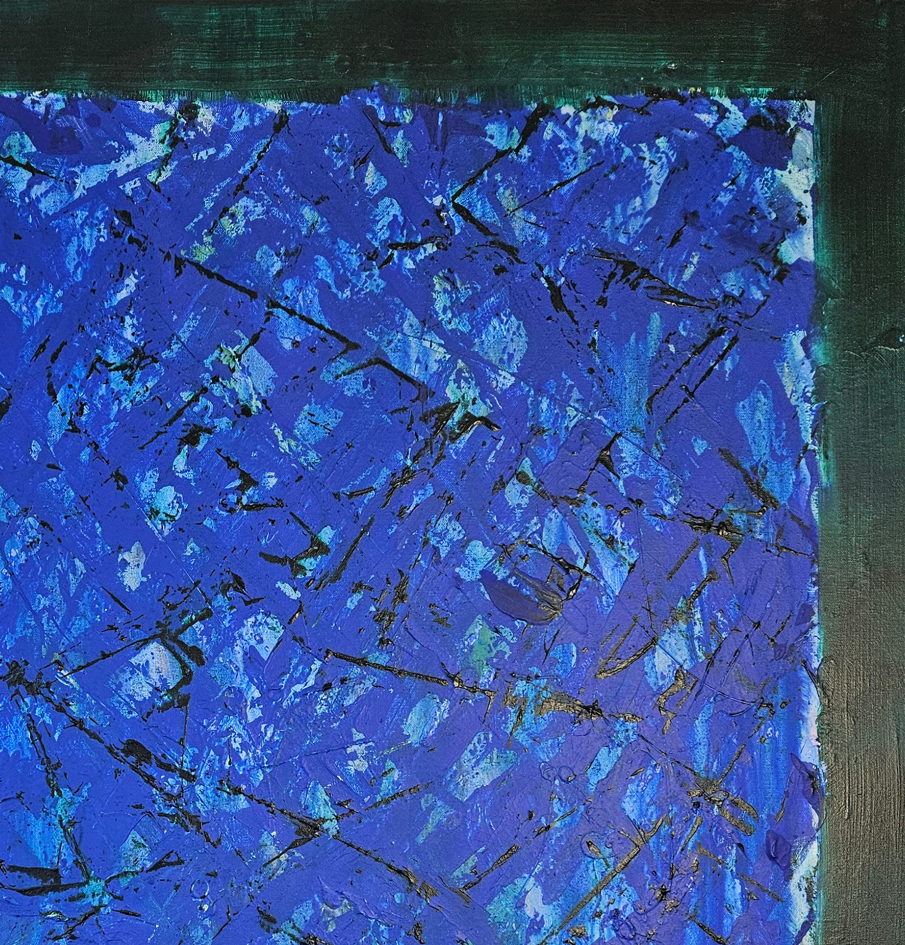 Abstraction in blue and green, acrylic on canvas, 100x100 cm. - Image 6