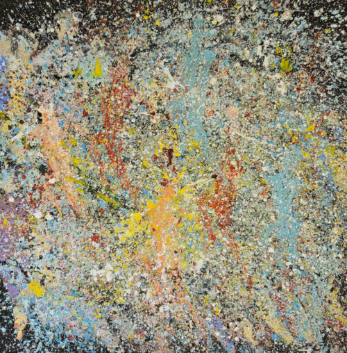 Children running in the sun, acrylic painting on canvas, 100x100 cm.