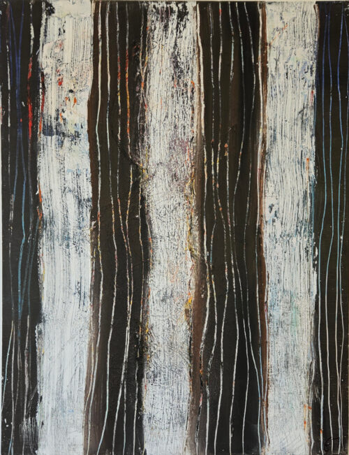 Brown Trunks, contemporary acrylic painting on canvas, 116x89 cm.