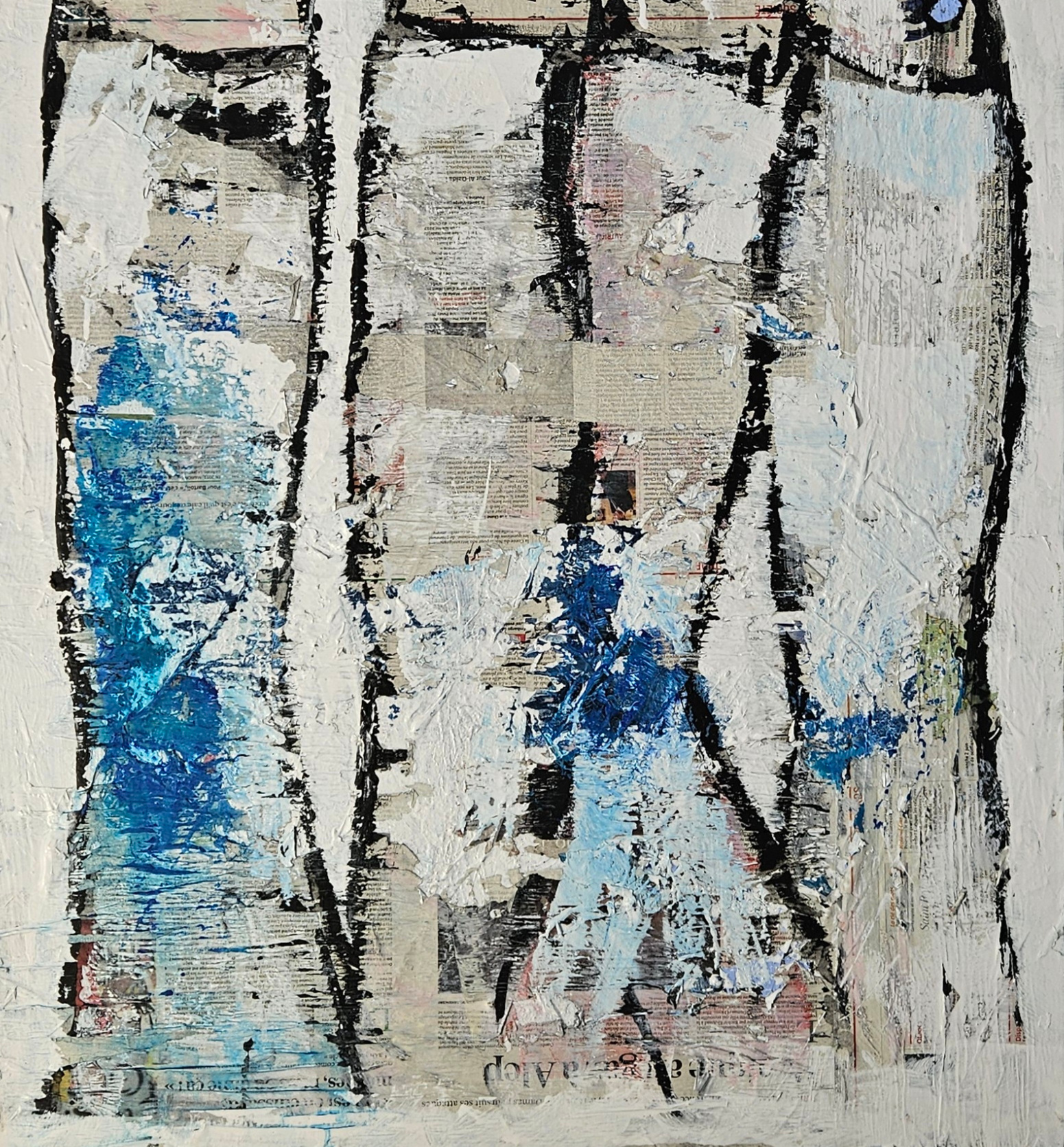 Blue sardines on paper, acrylic convas painting 100x73cm - Image 4