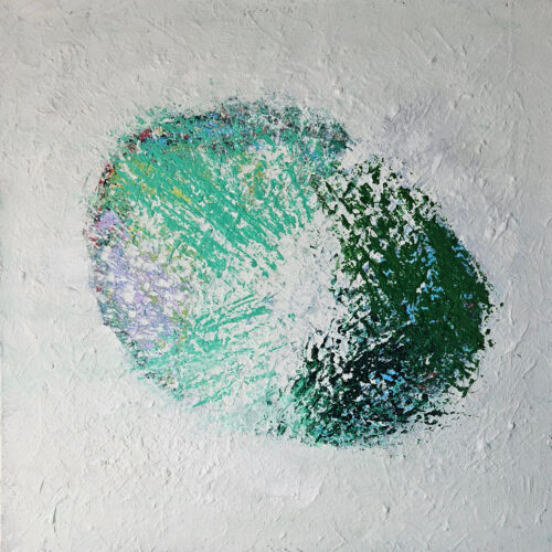 Green abstraction, acrylic contemporary painting 100x100cm