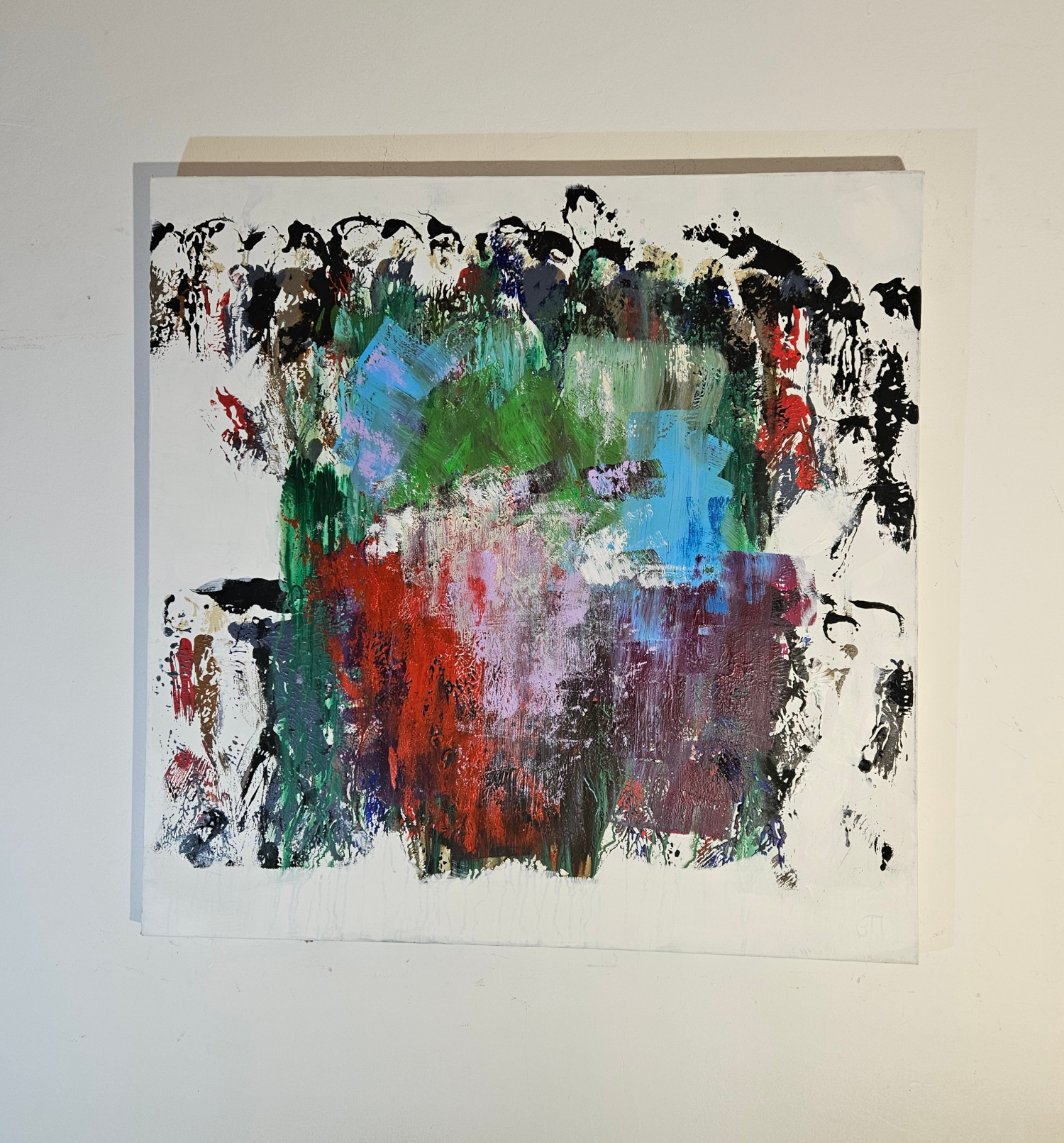 Abstract walking men, acrylic painting on a 100×100 cm canvas - Image 2